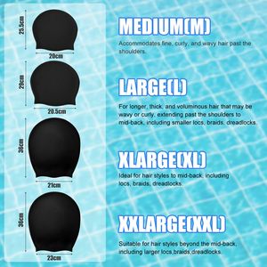 Thêm lớn bơi Cap cho mái tóc dài dreadlocks dệt phần mở rộng bím tóc lọn tóc afros Silicone Bơi cap cho nam giới phụ nữ - Product Image 6