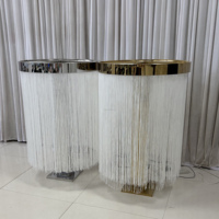 Décoration de table d'événement de luxe, perles métalliques, support de fleurs doré, centre de table en cristal doré pour mariage