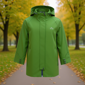 HDJ Plus Size Women <b>Windbreaker</b> Jacket Hooded Zipper Closure Spring Coat Utility Style 100 Polyester Coated Full Sleeve - Product Image 2
