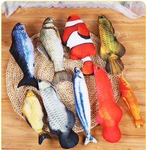 Pez realista muñeca gato Teaser juguete ecológico felpa hierba gatera almohada tamaño pequeño venta al por mayor suministros para mascotas - Product Image 1
