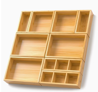 Organisateur de tiroir en bambou à double niveau pour couverts de cuisine, épices, outils, bijoux et garage