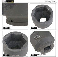 Kunci Soket Heksagonal Industri 6pt 1,5 inci EXPLOIT, 36-75mm, Deep Impact, Lapisan Oksida Hitam untuk Pengencangan