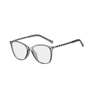 Montures de lunettes œil de chat pour femmes, monture complète en résine, verres anti-UV, légères, correction de la vue, monture transparente grise - Product Image 4