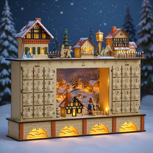 Calendario de Adviento de Luces Navideñas de Madera con Cuenta Regresiva de 24 Días, Decoración Navideña con Luces Decorativas a Pilas, Marca DB - Product Image 2