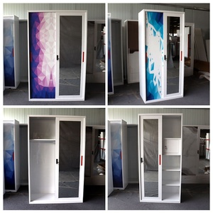 Armoire <span class=keywords><strong>de</strong></span> chambre à coucher personnalisée avec impression UV, armoire en fer, <span class=keywords><strong>placard</strong></span>, 2, 3, 4 portes coulissantes, <span class=keywords><strong>miroir</strong></span>, acier métallique - Product Image 3