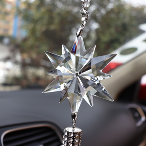 Nouvelle conception de flocon de neige en cristal et plumes pour décoration suspendue de voiture - Product Image 6