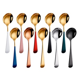 Korean Style Gold Plated 304 Stainless Steel Cupping <strong>Spoons</strong> Bulk Metal round Soup <strong>Spoon</strong> for Party for <strong>Ramen</strong> and Dessert - Product Image 6