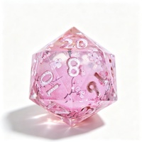 LuxeRoll Ensemble de dés en résine à noyau liquide Rose Fleur de Cerisier, 7 pièces, à bords vifs, polyédriques, pour DND et jeux de table, vente en gros, personnalisable