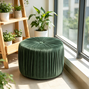 CARLFORD Modern <strong>Pink</strong> Velvet Pouf Ottoman <strong>Stool</strong> Cute Foot Storage <strong>Stool</strong> for Living Room Big Velvet Pouffe for Apartment Use - Product Image 3