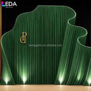 LEDA อุปกรณ์ตกแต่งงานปาร์ตี้สุดฮิต ผ้าม่านสีขาวนมเนื้อผ้าไหม ฉากหลังโครงเหล็กโค้งสำหรับงานแต่งงาน - Product Image 3