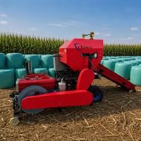 Enrouleur et Emballeur de Balles Rondes Hydraulique pour Mini-Tracteur, Équipement 15-22 CV, Moteur Silencieux, Automatique, Haute Efficacité pour l'Alimentation des Fermes