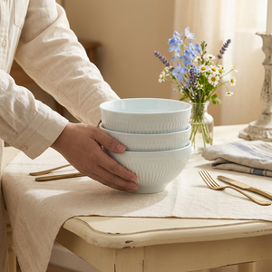 Service de vaisselle en céramique de style parisien <span class=keywords><strong>chic</strong></span>, blanc et céladon, assiettes plates, assiettes à dessert, bols, pour mariages et fêtes, non toxique - Product Image 5