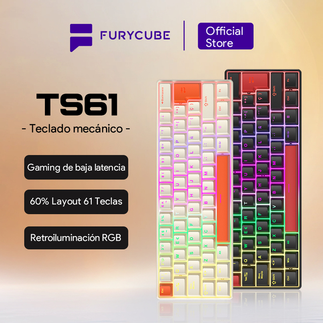 TS61 Mechanical Keyboard 61 Keys Hot-swappable Wired Gaming Keyboard RGB Backlit Anti-ghosting Portuguese ISO Layout Big Enter