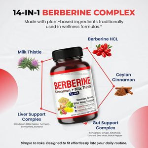 Cápsulas de Berberina, Soporte Antioxidante, Función Hepática, Salud <span class=keywords><strong>Intestinal</strong></span>, Suplementos de Inmunidad con Canela y Cardo Mariano - Product Image 5