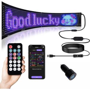 แผงจอแสดงผล LED แบบยืดหยุ่น 12V DC บลูทูธ ควบคุมผ่าน USB ป้ายดิจิตอลแบบตั้งโปรแกรมได้ สำหรับโฆษณาในรถยนต์และสำนักงาน - Product Image 1