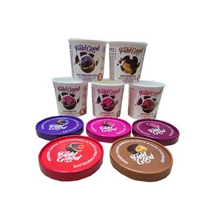 Gobelets en papier personnalisés avec logo imprimé, 6 oz et 16 oz, à paroi simple, écologiques, de qualité alimentaire, enduits de PE, imperméables, avec couvercles, <span class=keywords><strong>marron</strong></span> et blanc, pour crème glacée - Product Image 1