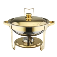 Réchaud de buffet 4 pièces avec brûleur à alcool, capacité 5,3 qt/5 L, contrôle de température 60-80°C, construction en acier inoxydable pour