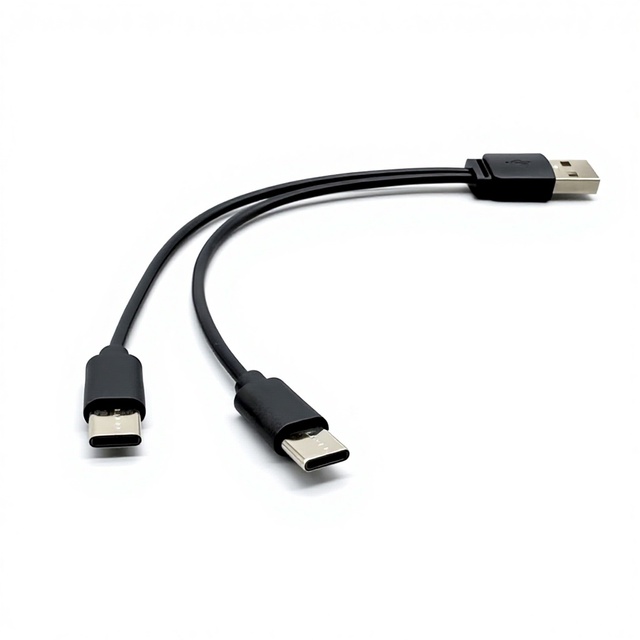 Eco-Friendly USB to Dual Type-C Charging Cable 12cm/30cm/50cm 1 to 2 Type-C Y Splitter Cord, USB to 2 Type-C Charging Cable 25cm