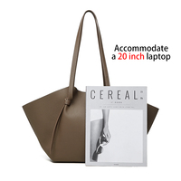 Sac fourre-tout ailé en cuir pleine fleur pour femme, luxe discret, grande capacité, sac à bandoulière pour ordinateur portable, du quotidien au week-end