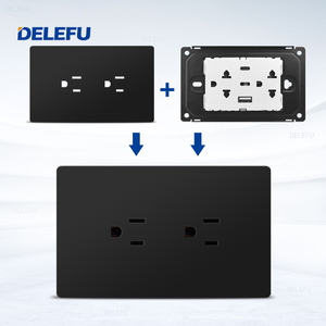 DELEFU Panneau PC noir ignifuge Mexique <span class=keywords><strong>Standard</strong></span> Type C Charge rapide Prise américaine 124*76mm Interrupteur de prise murale - Product Image 4