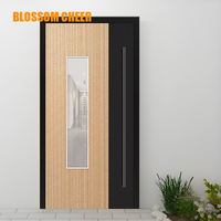 Porte d'entrée moderne en fer forgé de haute qualité avec verre, en acier galvanisé et inoxydable, idéale pour les hôtels et appartements