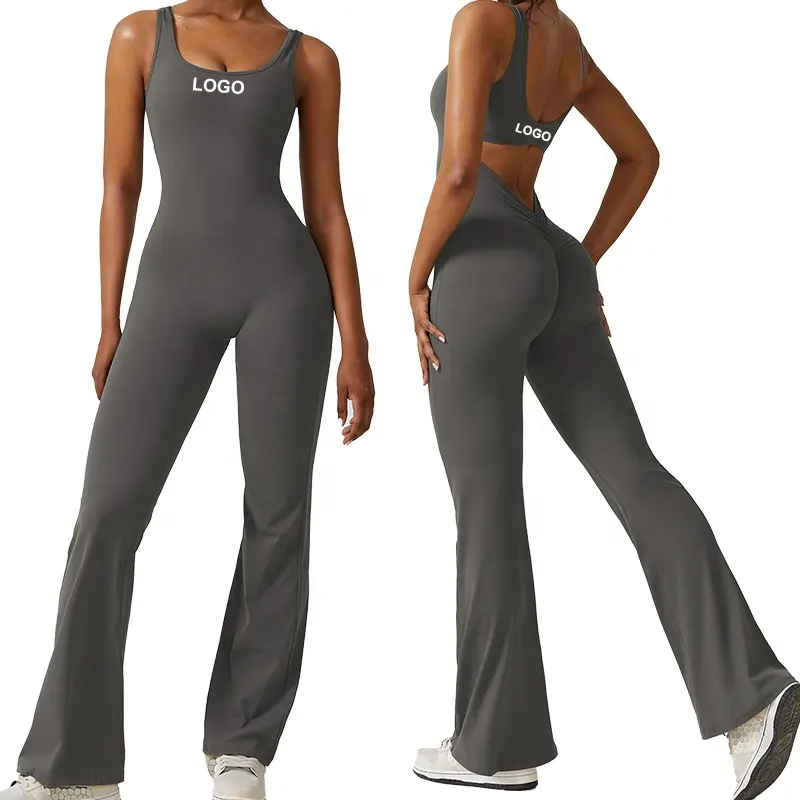 Clt8260 Dames Yoga Rompertjes Een Stuk Beauty Back Jumpsuit Mouwloze Bodysuit Activewear Casual Jumpsuits