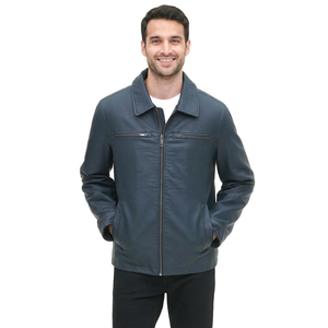 Veste en simili cuir décontractée pour homme, streetwear d'hiver, avec capuche imperméable, fermeture éclair, coupe confortable pour homme - Product Image 1