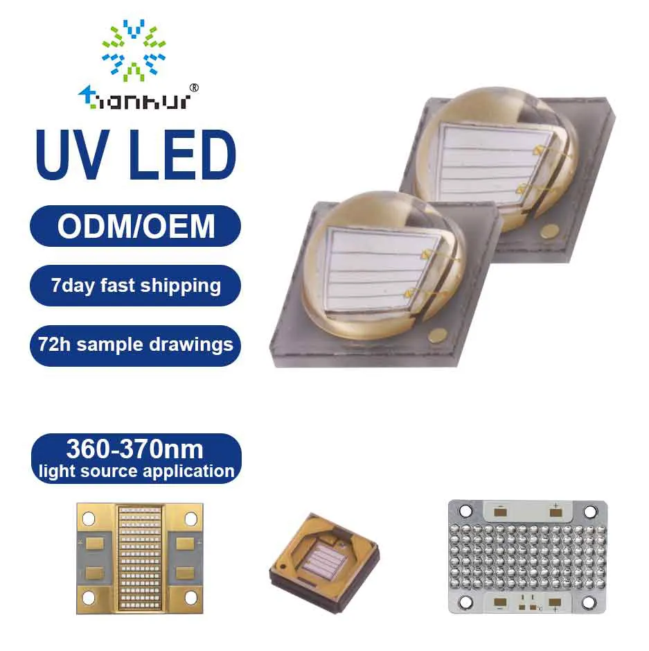 سيول Viosys UVA LED علاج طلاء مضان كشف مكافحة التزييف كشف مكون إلكتروني مثبت سطحيا عالي الطاقة 3535 UV LED