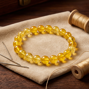 Natural Citrine 8mm Gemstone Stretch <b>Beaded</b> <b>Bracelet</b> Women's Ethnic Style Third Party Certified Wholesale Supply Daily Wear - Product Image 1