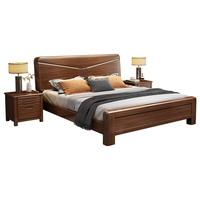 Walnuss-Massivholzbett Kingsize Doppelbett Neues Chinesisches Hochzeitsbett Modernes Minimalistisches Schlafzimmermöbel mit Stauraum Kingsize-Bett