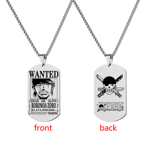 Collier avec plaque de recherche en acier inoxydable, gravure <span class=keywords><strong>laser</strong></span> double face, motif pirates de chapeau de paille anime, 49 couleurs, haute qualité, inaltérable - Product Image 5