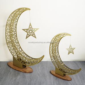 Novedad decoración musulmana Ramadán Mubarak Luna Ramadán decoración para el hogar 3D Metal independiente media luna Decoración - Product Image 3