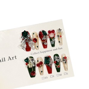 <span class=keywords><strong>เล็บ</strong></span>ปลอมสำเร็จรูป 10 ชิ้น งานแฮนด์เมด หรูหรา <span class=keywords><strong>สี</strong></span>แดงและ<span class=keywords><strong>สี</strong></span><span class=keywords><strong>เขียว</strong></span> สำหรับเทศกาล<span class=keywords><strong>คริสต์มาส</strong></span> พร้อมตกแต่งด้วยกระดิ่งสไตล์ยุโรป - Product Image 5