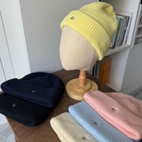 Bonnet tricoté côtelé doux et chaud avec broderie chat, style streetwear décontracté pour l'extérieur, bonnet d'hiver, casquette, gorro