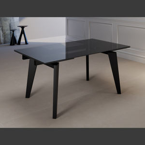 Mesa de comedor extensible moderna de lujo italiano de alta calidad, parte superior de cerámica/vidrio para interiores, patas de madera, muebles para el hogar de fábrica directa - Product Image 3