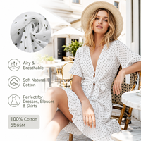 Marchandise en Stock Tissu Crêpe Imprimé Pour Robes de Femmes Tissu Crêpe Imprimé à Pois 100% Coton pour Robe Jupe Printemps Eté