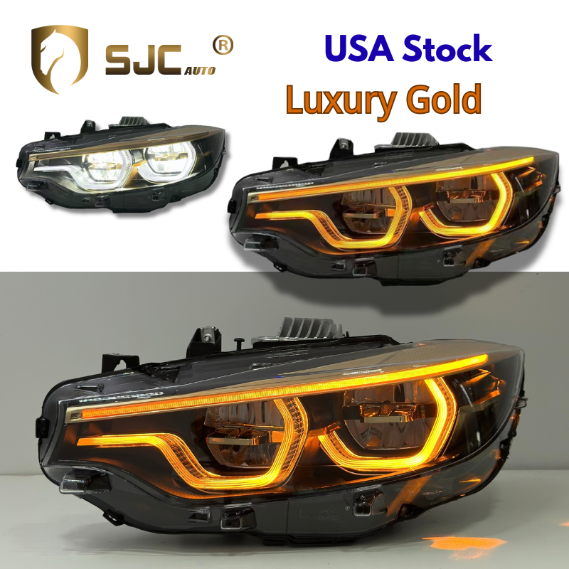 Sjc V3 Gold LED Headlight Assembly For BMW 4 Series F32 / F80 / F82 Yellow White Amber DRL
