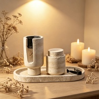 Ensemble de brûleurs d'arômes et porte-bougies en travertin fait main, pierre naturelle, décoration de spa à domicile, collection cadeau