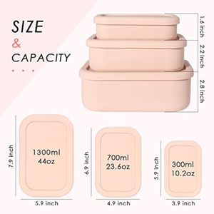 Sinh Thái Thân Thiện 3 Gói Silicone Bị Rò Rỉ Bằng Chứng Trẻ Em Cấp Thực Phẩm <span class=keywords><strong>Container</strong></span> Lưu Trữ Thực Phẩm Hộp Cơm Hộp Có Thể Chồng Bento Hộp Ăn Trưa Cho Trẻ Em - Product Image 2