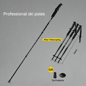Bâton <span class=keywords><strong>de</strong></span> <span class=keywords><strong>ski</strong></span> alpin léger en alliage d'aluminium <span class=keywords><strong>de</strong></span> 270 g avec poignée antidérapante en EVA, réglable et télescopique pour les sports d'hiver - Product Image 1