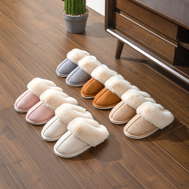 Hot Sale Indoor Outdoor Cozy Plush Memory Foam Fluffy Soft Warm Slip on Winter Slippers