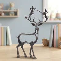 Sculpture de cerf en alliage de marbre bronze foncé sculptée à la main, style Tuohuangniu, moderne et luxueuse, accessoire de bureau pour la décoration de la maison et du bureau, vente en gros