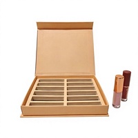 Emballage personnalisé en papier magnétique rose pour rouge à lèvres en forme de rose, pour rouge à lèvres liquide, kit de maquillage, gloss à lèvres