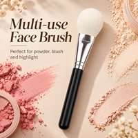 Kuas Bedak Rambut Sintetis Profesional, Kuas Makeup Wajah Besar dengan Gagang Kayu