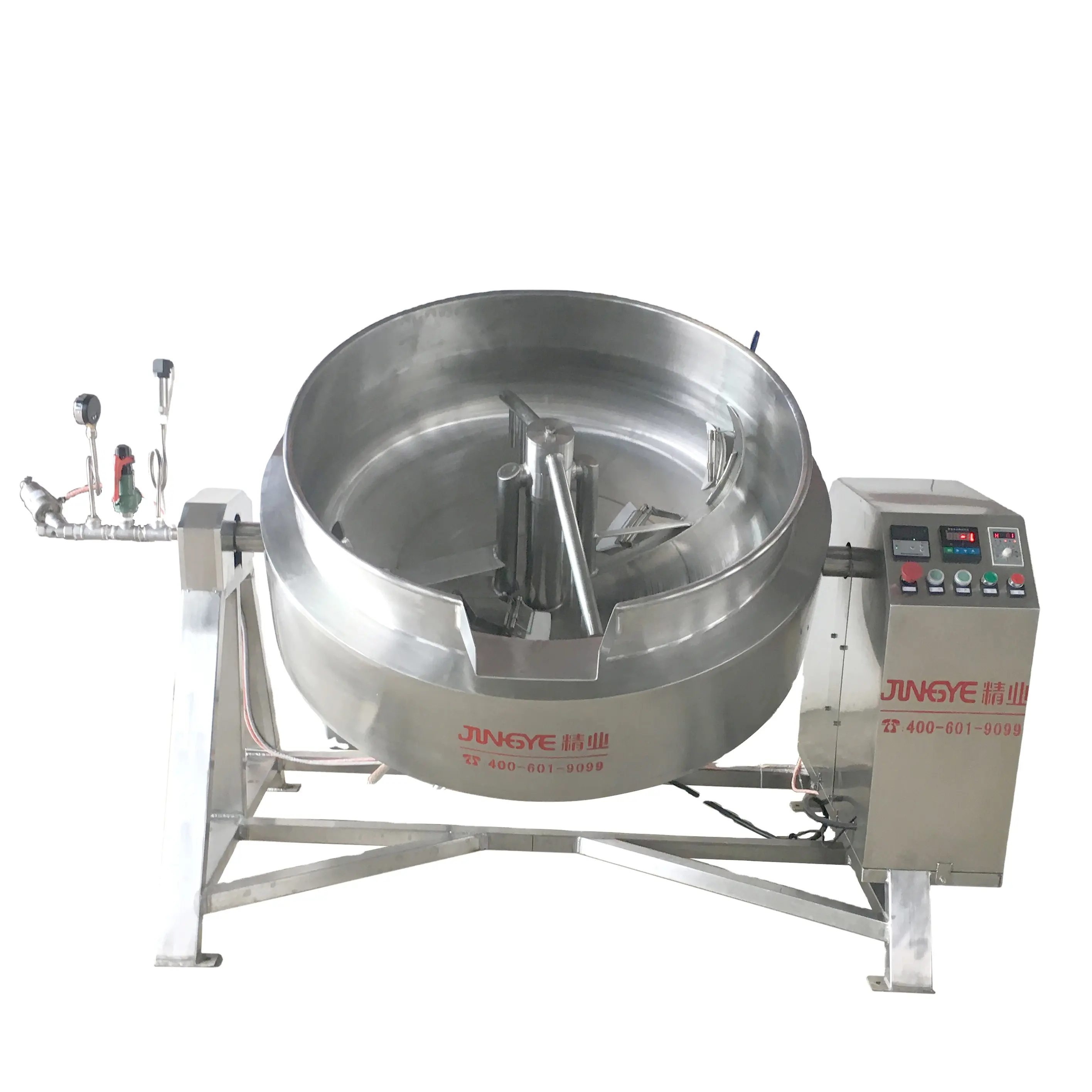 Mesin Masak Dapur Komersial 100-600L, Mesin Masak Daging Sapi Cincang, Ketel Memasak Sup Industri