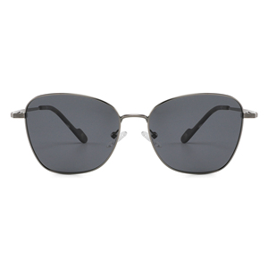 Lunettes de soleil Cat Eye à monture complète, monture argentée, verres gris, unisexe, adulte, protection solaire UV400 - Product Image 1