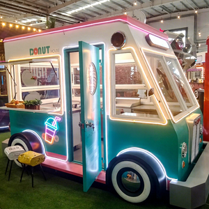 Camión de Comida Eléctrico de Cuatro Ruedas de Bajo Consumo, Carrito de Catering Móvil Personalizado, Estación de Trabajo de Acero Inoxidable, Doble Compartimiento para Café y Jugos - Product Image 1