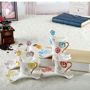 Hot Sale Morning Glory Porcelain Cup and Saucer Christmas Creative Gift - Product Image 1