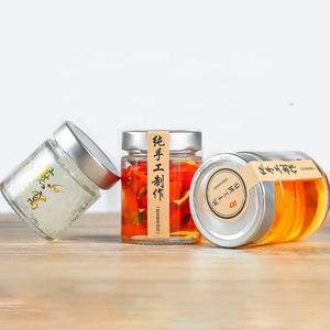 Pots à <span class=keywords><strong>miel</strong></span> en verre transparent et droit avec couvercle en métal or, 8 oz, pièces - Product Image 1