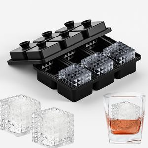 Molde de cubitos de hielo para <span class=keywords><strong>whisky</strong></span> de 2 ", bandeja de hielo cuadrada y redonda de diamante grande de 6 cavidades para cócteles, Bourbon Brandy, la <span class=keywords><strong>mejor</strong></span> combinación para beber - Product Image 1